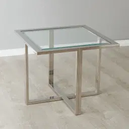Titus Clear Glass Side Table - Silver Legs