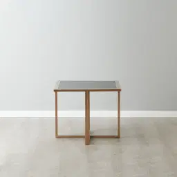 Titus Black Sintered Stone Side Table - Gold Stainless Steel Legs