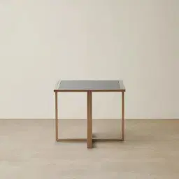 Titus Black Sintered Stone Side Table - Gold Stainless Steel Legs