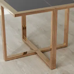 Titus Black Sintered Stone Side Table - Gold Stainless Steel Legs