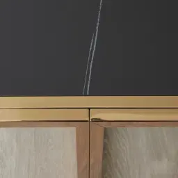 Titus Black Sintered Stone Side Table - Gold Stainless Steel Legs