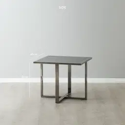 Titus Black Sintered Stone Side Table - Black Legs