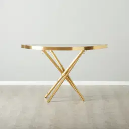 Sandringham Clear Glass Console Table - Gold Stainless Steel Legs