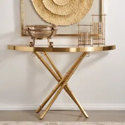 Sandringham Clear Glass Console Table - Gold Stainless Steel Legs