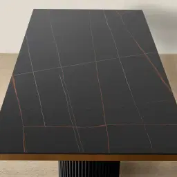 Archie Black Rectangular Dining Table with Black Sintered Stone Top - 240x118cm