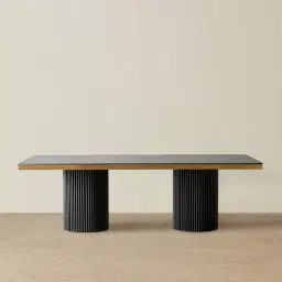 Archie Black Rectangular Dining Table with Black Sintered Stone Top - 240x118cm