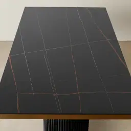 Archie Black Rectangular Dining Table with Black Sintered Stone Top - 240x118cm