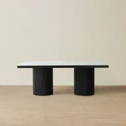 Archie Black Rectangular Dining Table with White Sintered Stone Top - 240x118cm