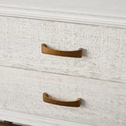 Mackenzie White Wooden Bedside Table - Brass Coloured Handles