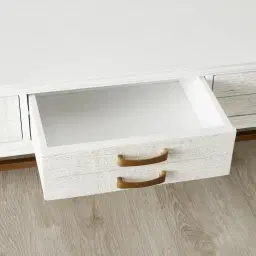 Mackenzie White Wooden Coffee Table - Brass Coloured Handles