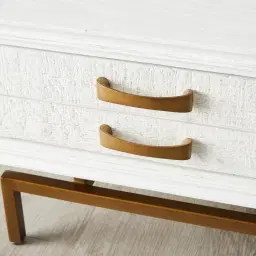 Mackenzie White Wooden Coffee Table - Brass Coloured Handles