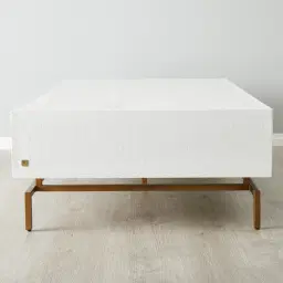 Mackenzie White Wooden Coffee Table - Brass Coloured Handles