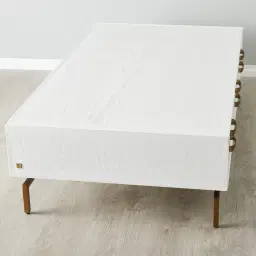 Mackenzie White Wooden Coffee Table - Brass Coloured Handles