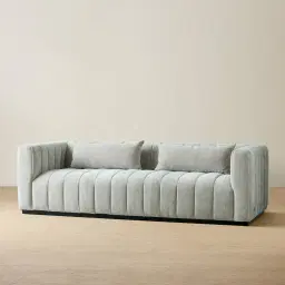 Storme Vintage Grey 3-Seater Chenille Fabric Sofa - Black Legs