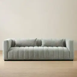 Storme Vintage Grey 3-Seater Chenille Fabric Sofa - Black Legs