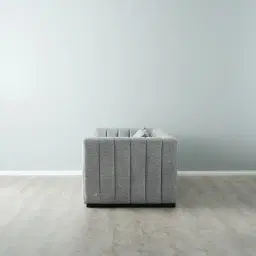 Storme Mid Grey Woven Fabric 3-Seater Sofa - Black legs 