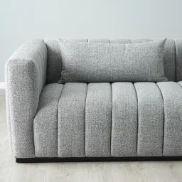 Storme Mid Grey Woven Fabric 3-Seater Sofa - Black legs 