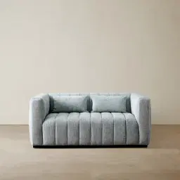 Storme Mid Grey Woven Fabric 2-Seater Sofa - Black legs 