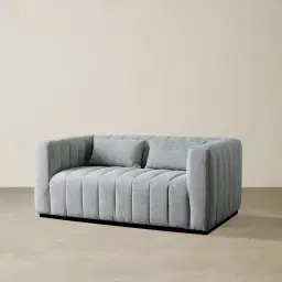 Storme Mid Grey Woven Fabric 2-Seater Sofa - Black legs 