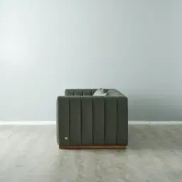 Storme Kombu Green 3-Seater Fabric Sofa - Brown Legs