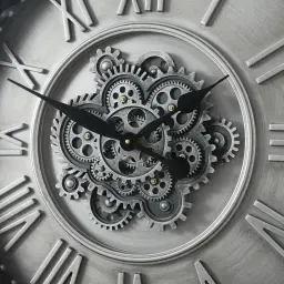 Chopper Silver Metal Round Wall Clock