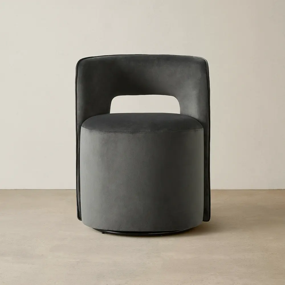 Sutton Charcoal Velvet Swivel Dining Chair