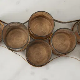 Corrugated Antique Gold Metal Multi-Light Holder