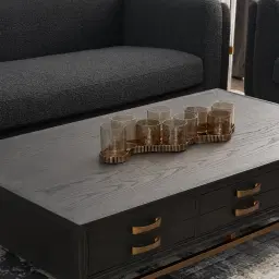 Corrugated Antique Gold Metal Multi-Light Holder