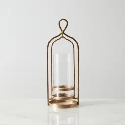 Shania Antique Gold Metal Knot Lantern - Small