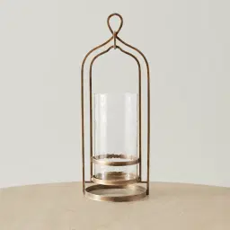 Shania Antique Gold Metal Knot Lantern - Small