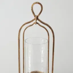 Shania Antique Gold Metal Knot Lantern - Small