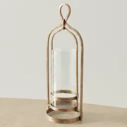 Shania Antique Gold Metal Knot Lantern - Large