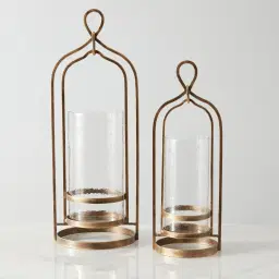 Shania Antique Gold Metal Knot Lantern - Large