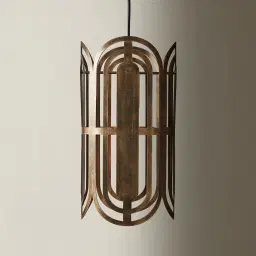 Edith Antique Gold Metal Oval Link Pendant - Large