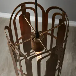 Edith Antique Gold Metal Oval Link Pendant - Large