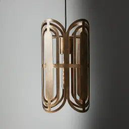 Edith Antique Gold Metal Oval Link Pendant - Large