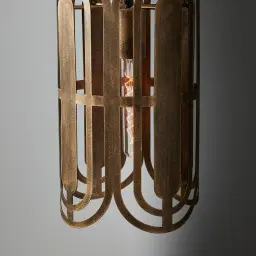 Edith Antique Gold Metal Oval Link Pendant - Large