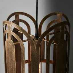 Edith Antique Gold Metal Oval Link Pendant - Large