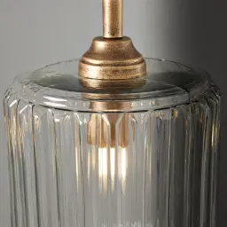 Anna Clear Glass Antique Gold Pendant - Large