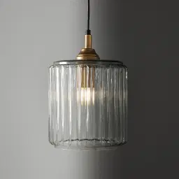 Anna Clear Glass Antique Gold Pendant - Large