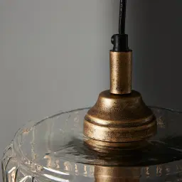 Anna Clear Glass Antique Gold Pendant - Large