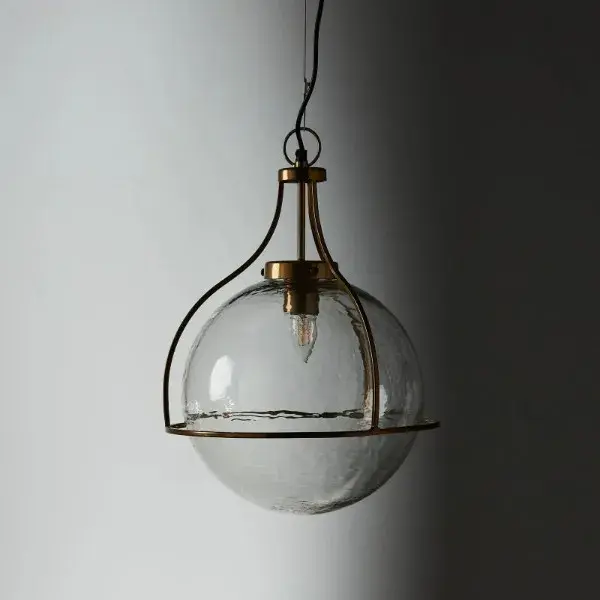 Divine Glass Satin Brass Globe Pendant