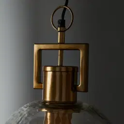 Workaday Clear Glass Satin Brass Link Pendant - Large