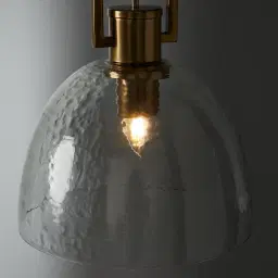 Workaday Clear Glass Satin Brass Link Pendant - Large