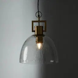 Workaday Clear Glass Satin Brass Link Pendant - Large