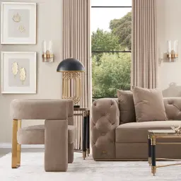 Daniella Beige Velvet Occasional Chair