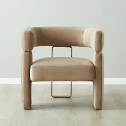Daniella Beige Velvet Occasional Chair