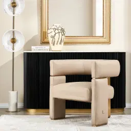 Daniella Sand Beige Vegan Leather Occasional Chair