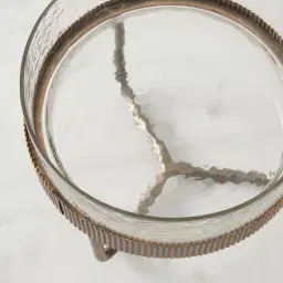 Iliana Corrugated Antique Gold Metal Bowl Decorative - Large