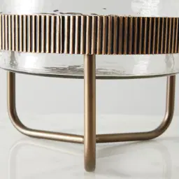 Iliana Corrugated Antique Gold Metal Bowl Decorative - Large